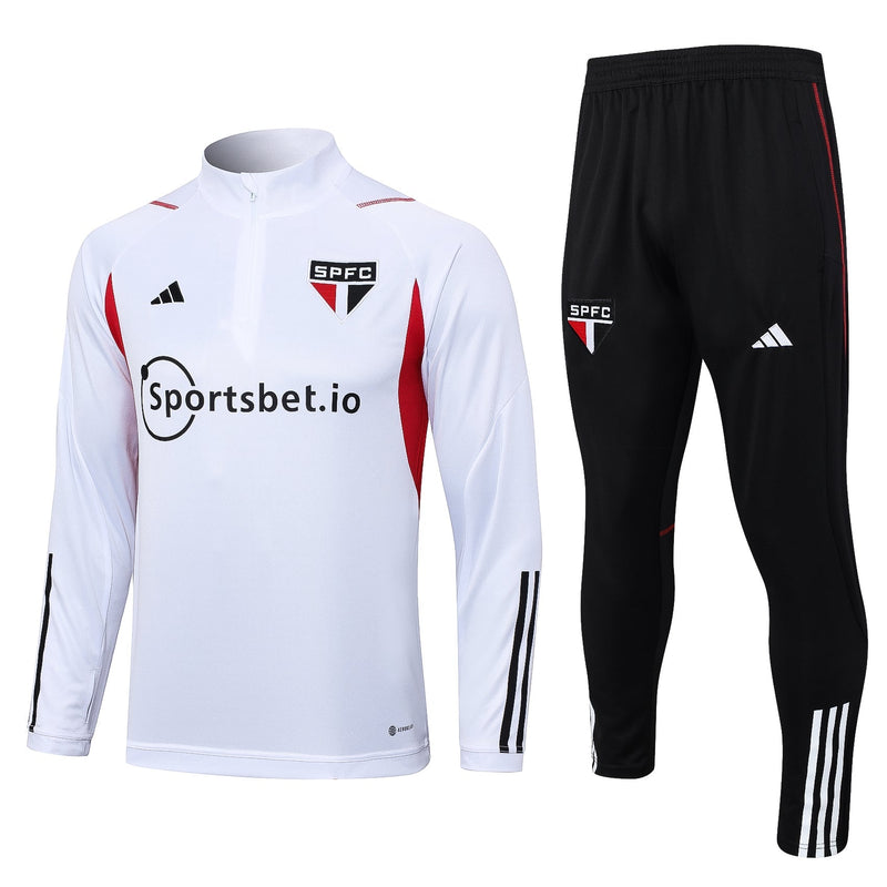 Conjunto São Paulo Adidas Zíper Curto Branco