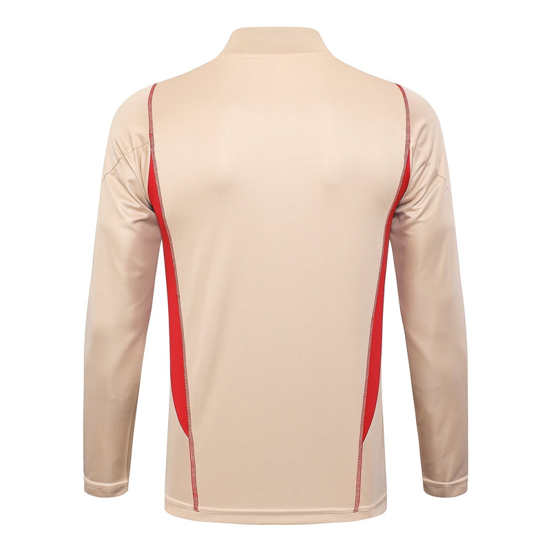 Conjunto São Paulo Adidas Zíper Curto Bege