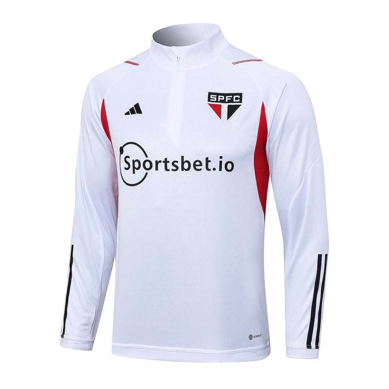 Conjunto São Paulo Adidas Zíper Curto Branco